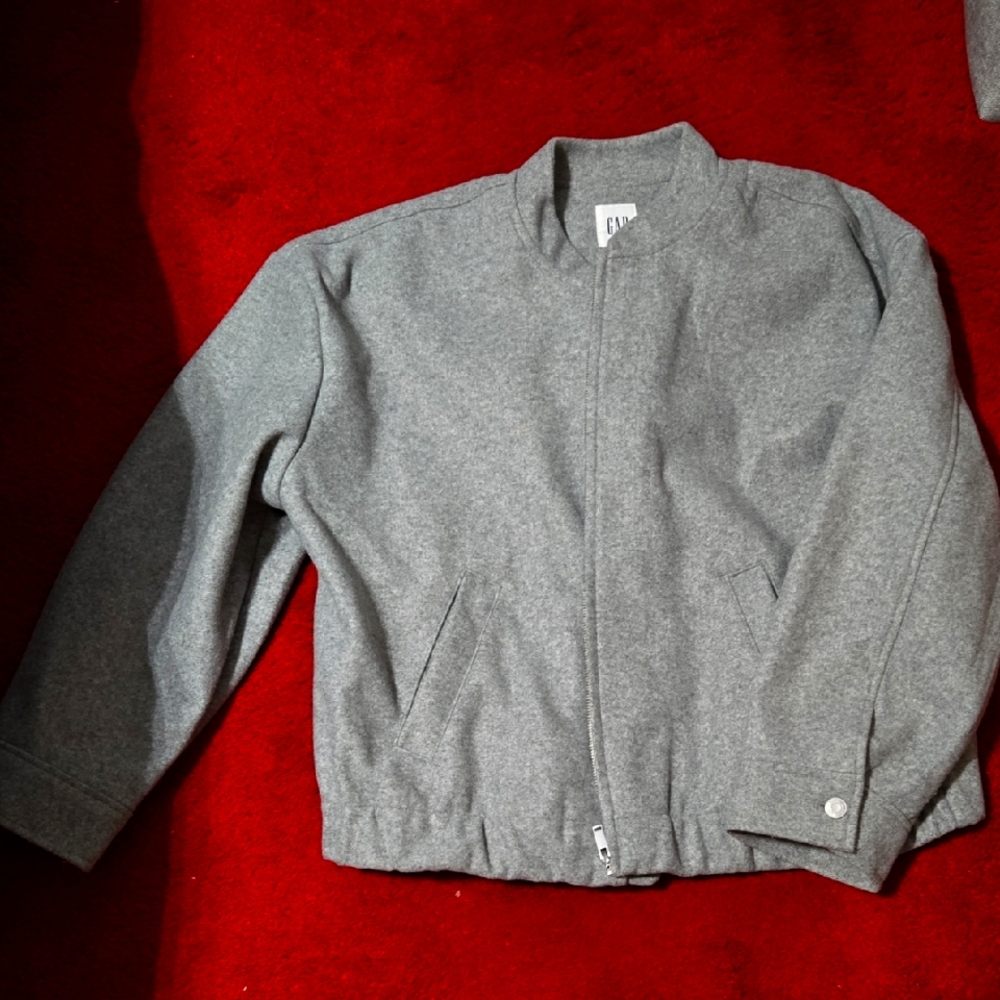GAP Gray Bomber Jacket with Stand-Up Collar